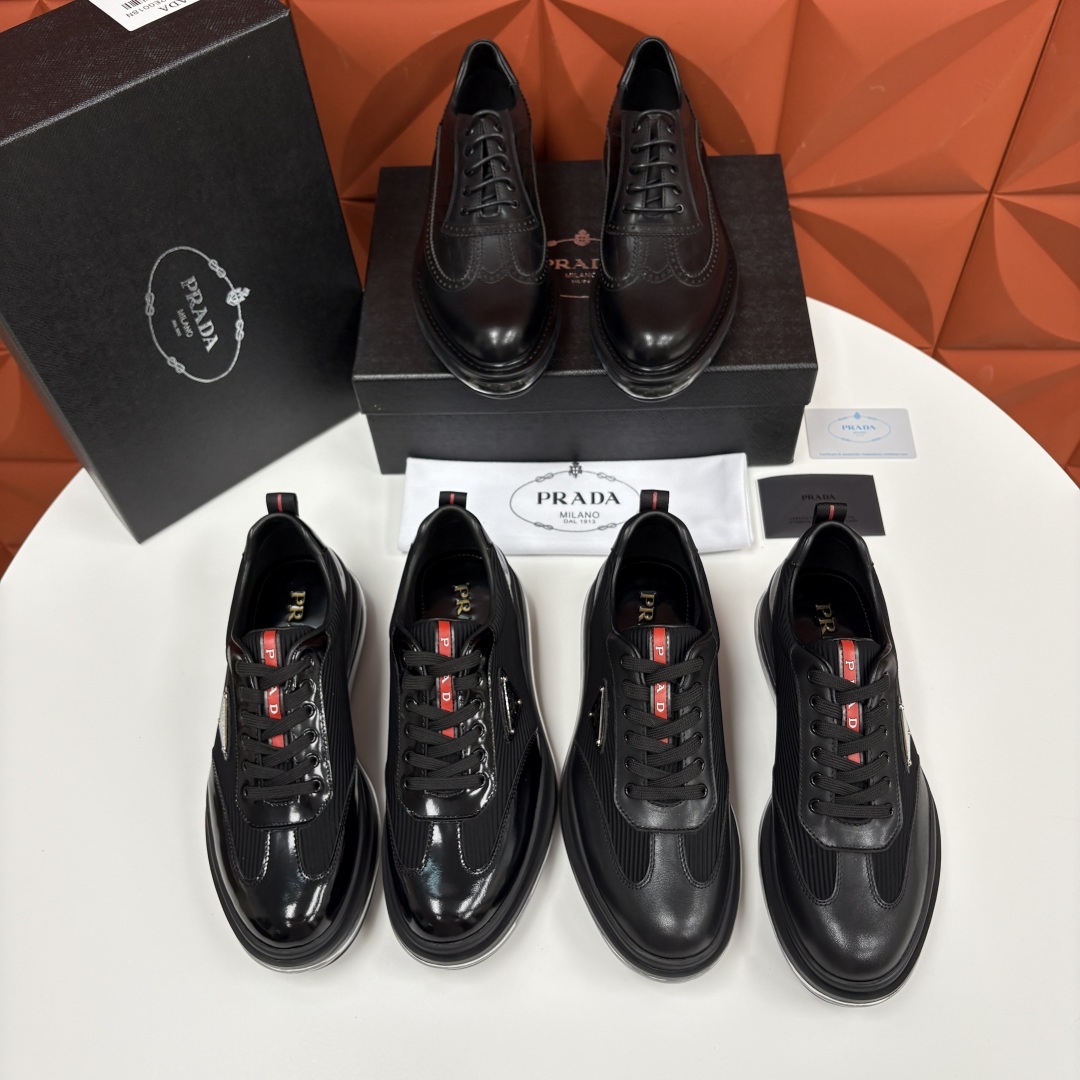 💋💍P家新品 PRAD*/普拉-达 新款休闲正装气垫皮革运动鞋 这款气垫运动板鞋采用进口开边珠/柔软腊面
