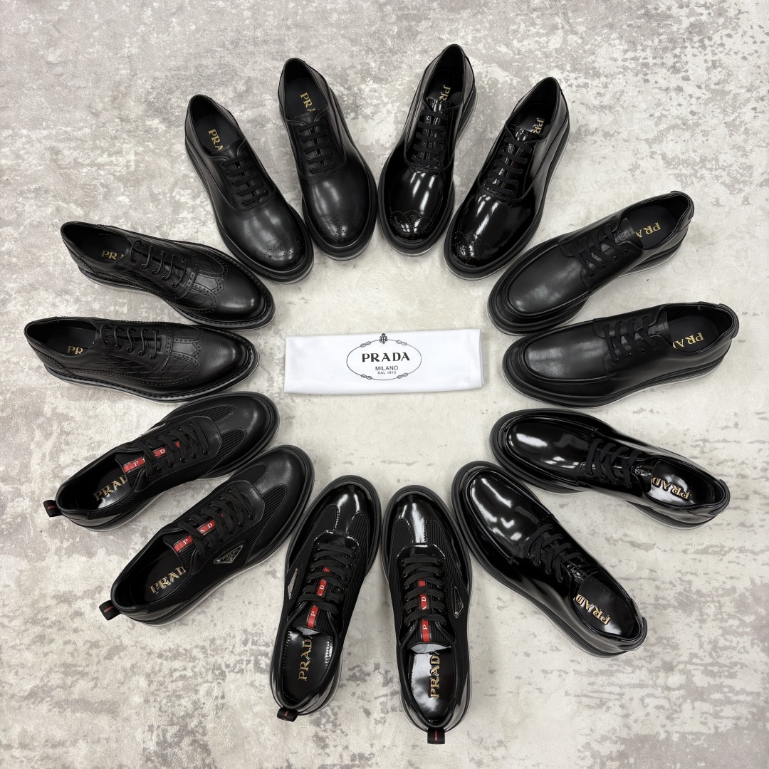 💋💍P家新品 PRAD*/普拉-达 新款休闲正装气垫皮革运动鞋 这款气垫运动板鞋采用进口开边珠/柔软腊面