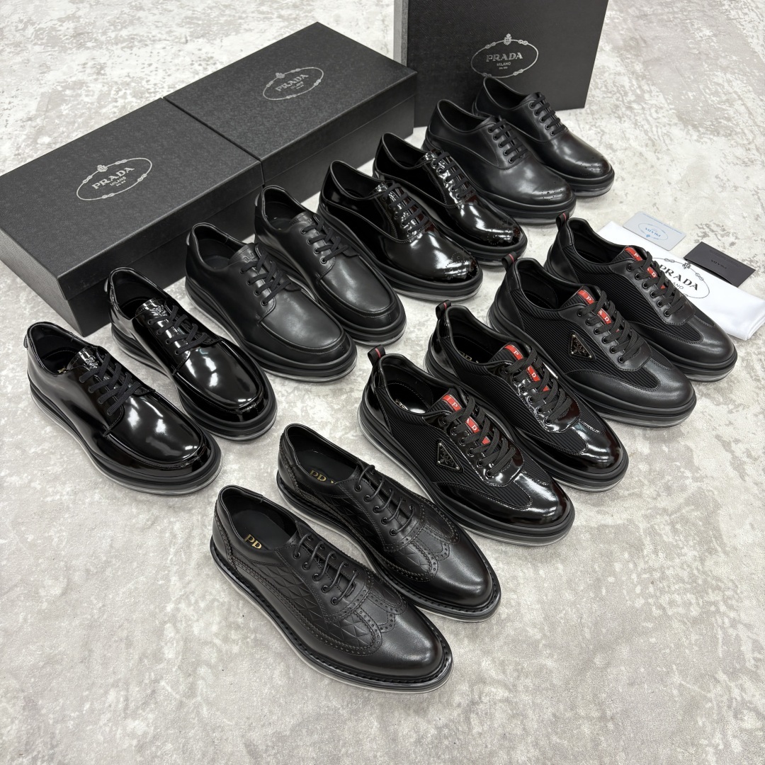 💋💍P家新品 PRAD*/普拉-达 新款休闲正装气垫皮革运动鞋 这款气垫运动板鞋采用进口开边珠/柔软腊面