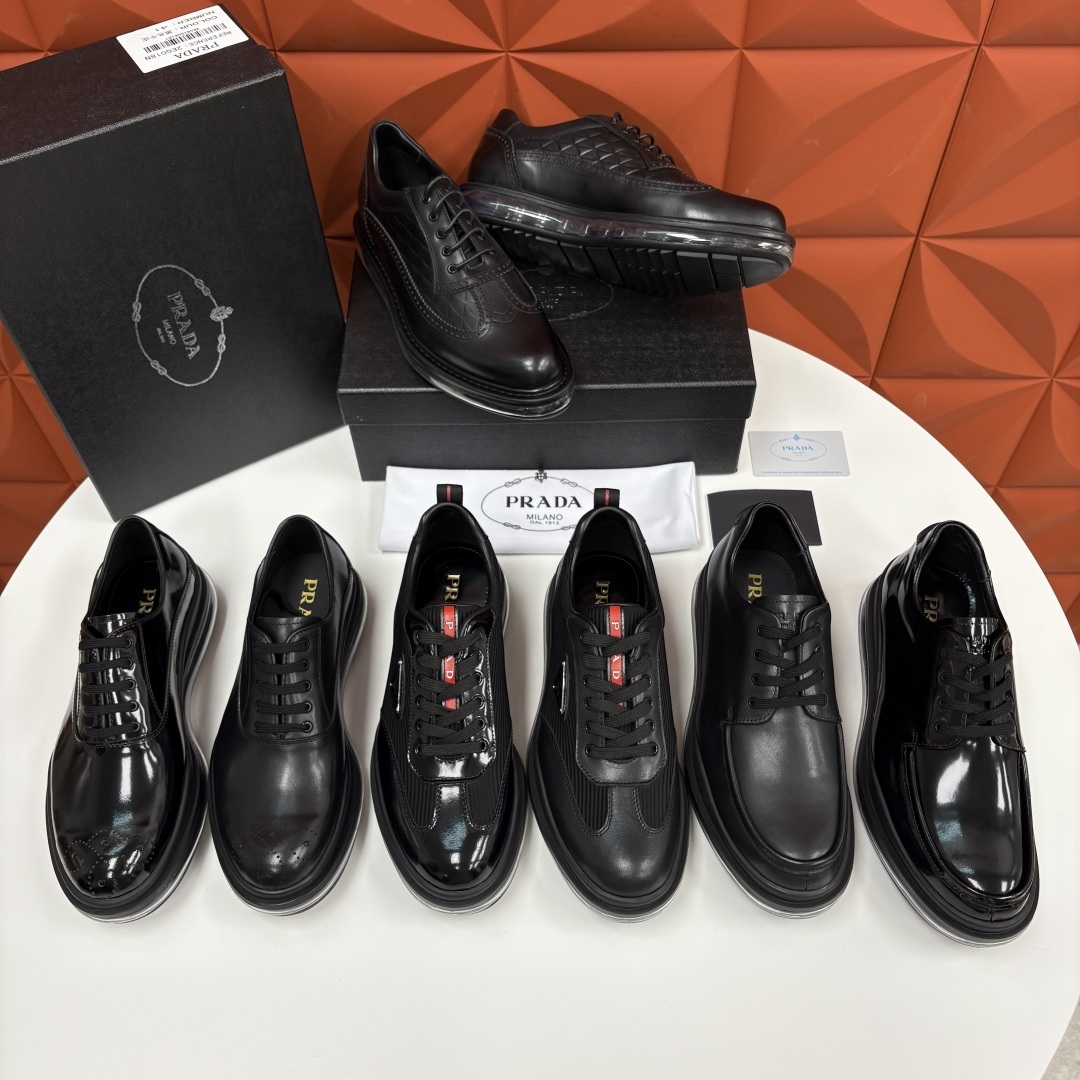 💋💍P家新品 PRAD*/普拉-达 新款休闲正装气垫皮革运动鞋 这款气垫运动板鞋采用进口开边珠/柔软腊面