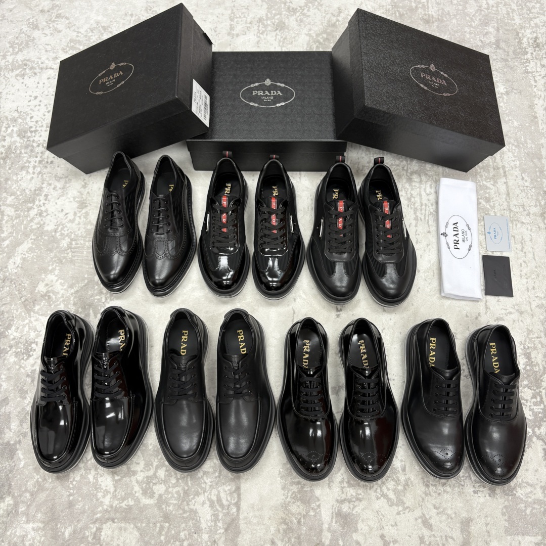 💋💍P家新品 PRAD*/普拉-达 新款休闲正装气垫皮革运动鞋 这款气垫运动板鞋采用进口开边珠/柔软腊面