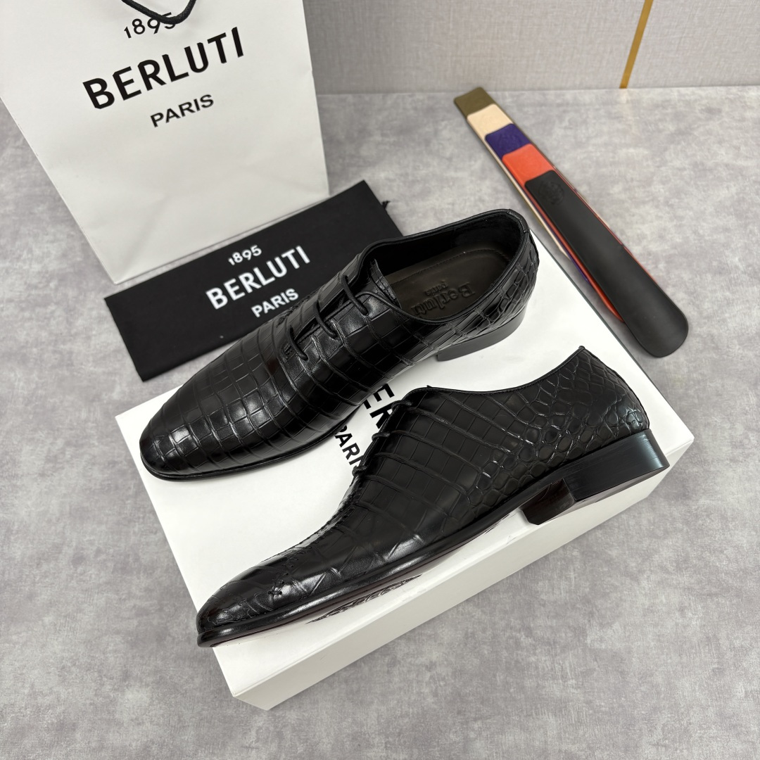 💋💍Berlut* 布鲁提 新款男士手工擦色正装皮鞋上新🆕 奢华与匠心的完美融合。甄选优质进口鳄鱼🐊压纹