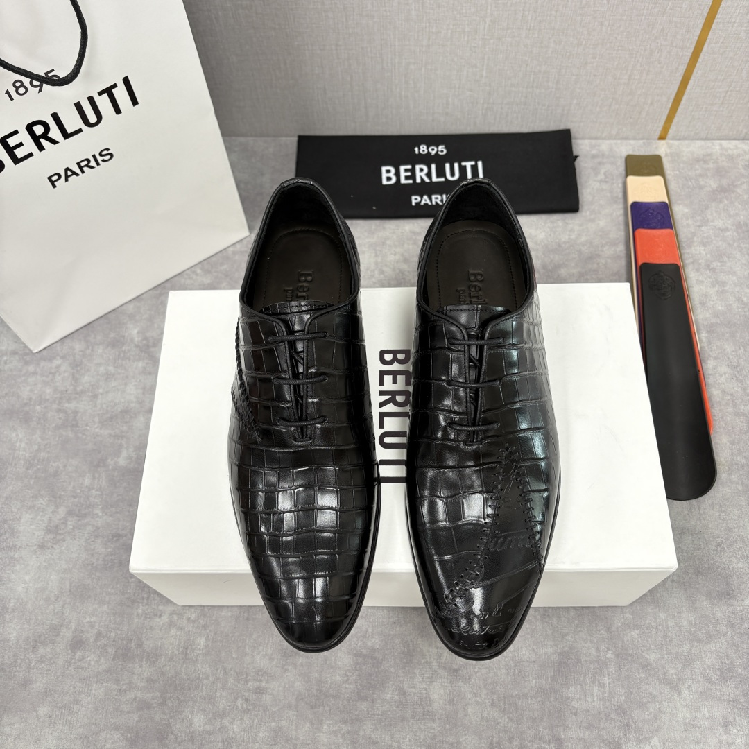 💋💍Berlut* 布鲁提 新款男士手工擦色正装皮鞋上新🆕 奢华与匠心的完美融合。甄选优质进口鳄鱼🐊压纹