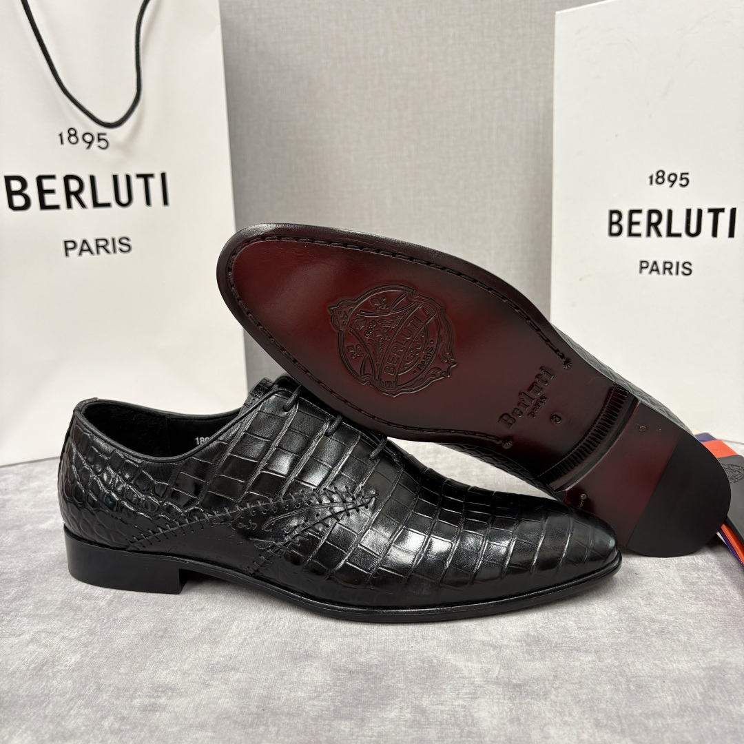 💋💍Berlut* 布鲁提 新款男士手工擦色正装皮鞋上新🆕 奢华与匠心的完美融合。甄选优质进口鳄鱼🐊压纹
