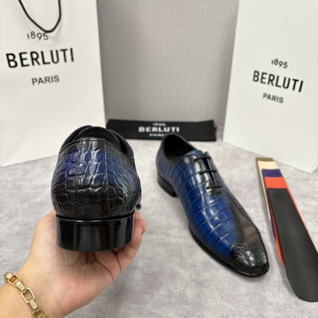 💋💍Berlut* 布鲁提 新款男士手工擦色正装皮鞋上新🆕 奢华与匠心的完美融合。甄选优质进口鳄鱼🐊压纹