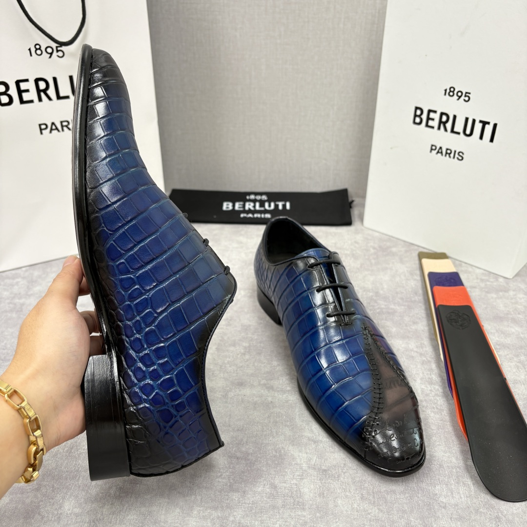💋💍Berlut* 布鲁提 新款男士手工擦色正装皮鞋上新🆕 奢华与匠心的完美融合。甄选优质进口鳄鱼🐊压纹