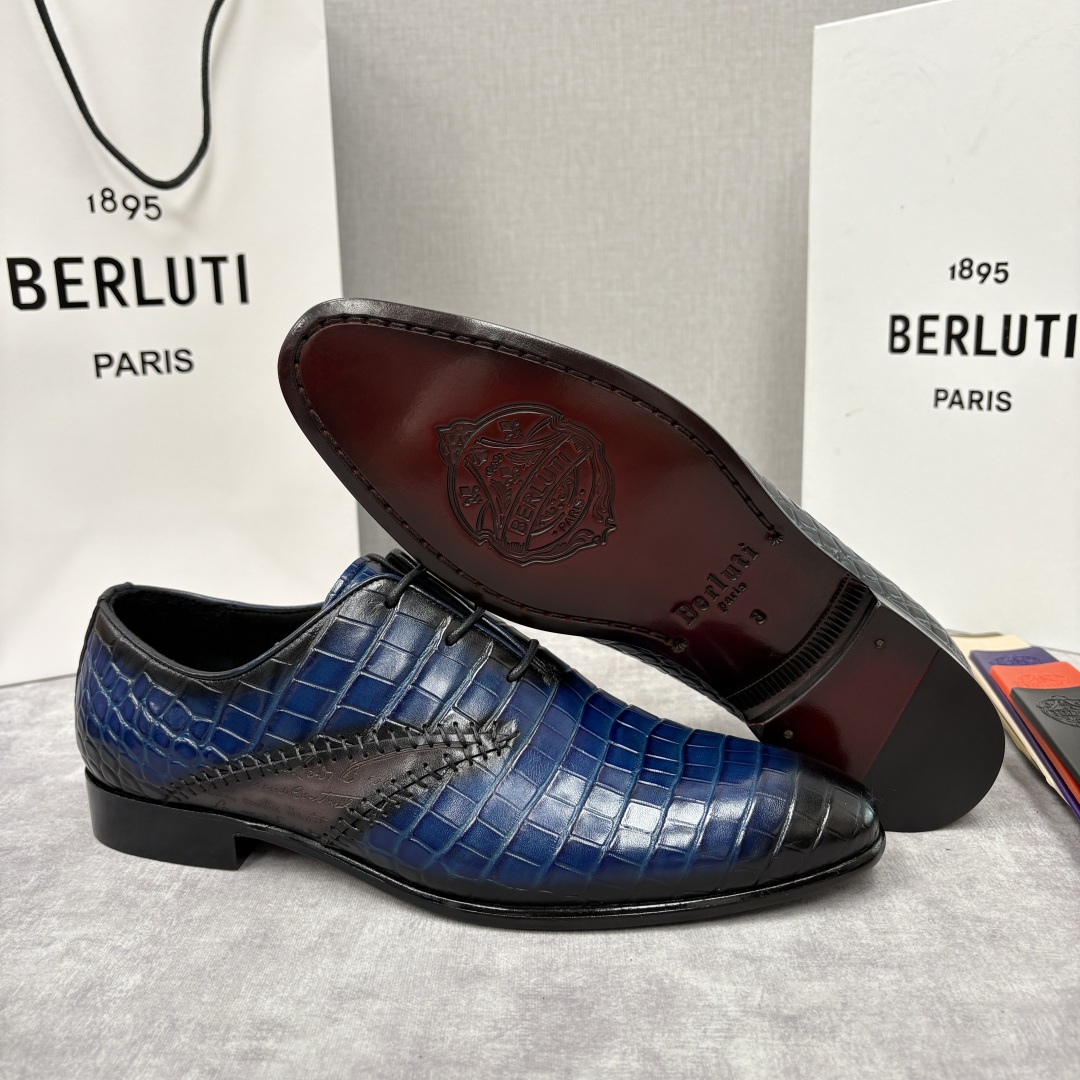💋💍Berlut* 布鲁提 新款男士手工擦色正装皮鞋上新🆕 奢华与匠心的完美融合。甄选优质进口鳄鱼🐊压纹