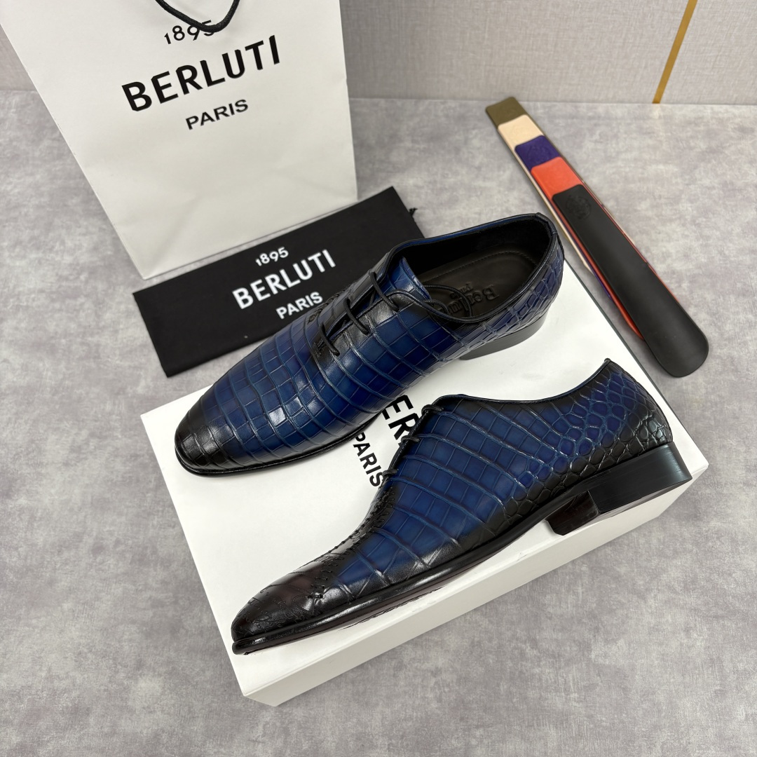 💋💍Berlut* 布鲁提 新款男士手工擦色正装皮鞋上新🆕 奢华与匠心的完美融合。甄选优质进口鳄鱼🐊压纹