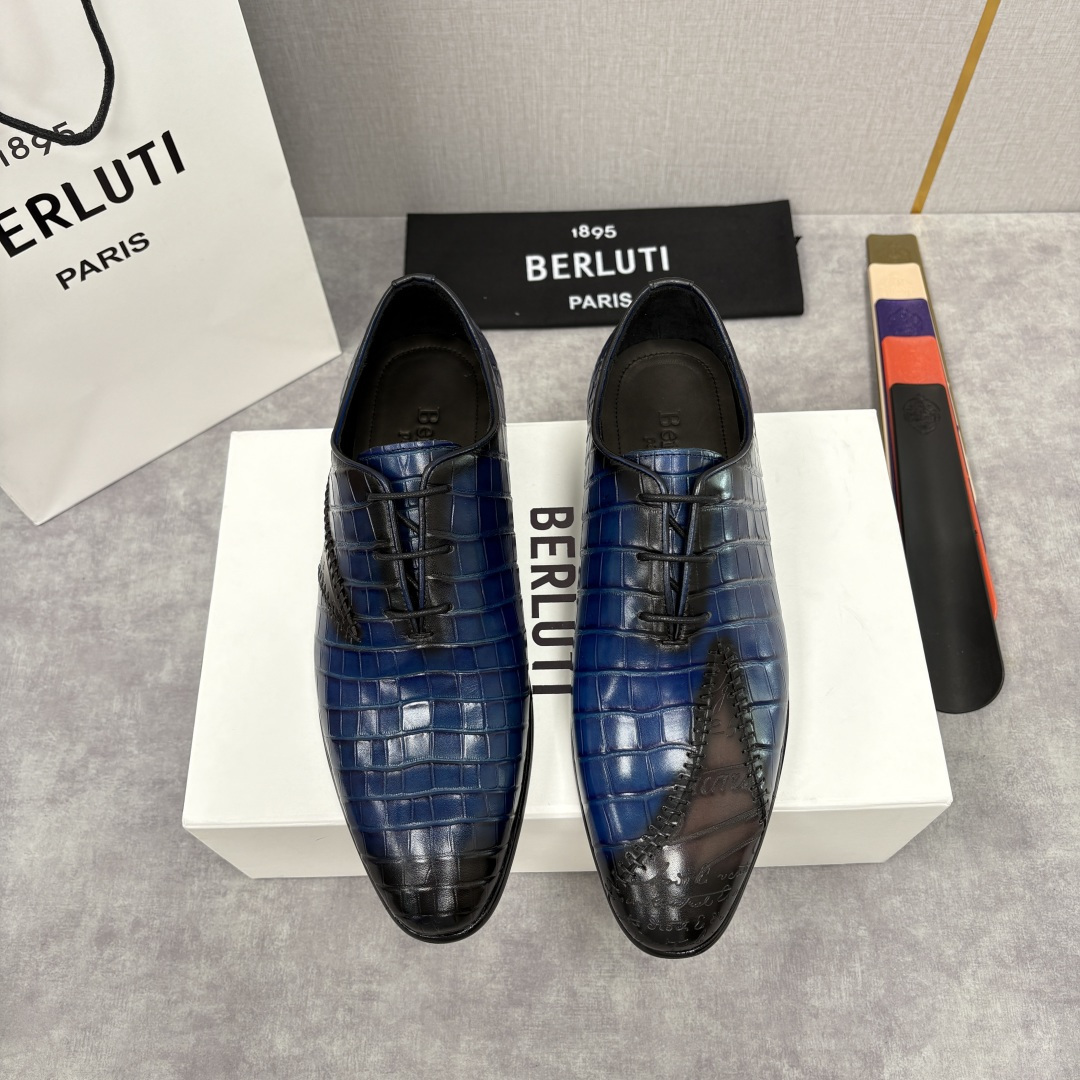 💋💍Berlut* 布鲁提 新款男士手工擦色正装皮鞋上新🆕 奢华与匠心的完美融合。甄选优质进口鳄鱼🐊压纹
