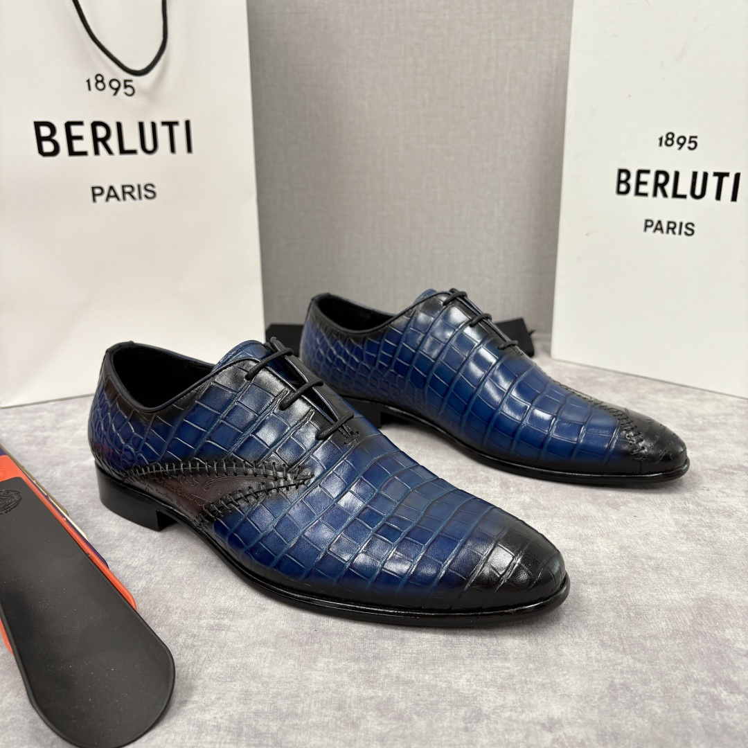 💋💍Berlut* 布鲁提 新款男士手工擦色正装皮鞋上新🆕 奢华与匠心的完美融合。甄选优质进口鳄鱼🐊压纹