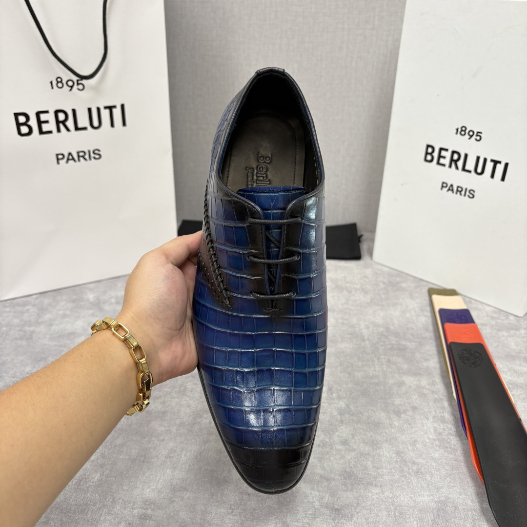 💋💍Berlut* 布鲁提 新款男士手工擦色正装皮鞋上新🆕 奢华与匠心的完美融合。甄选优质进口鳄鱼🐊压纹