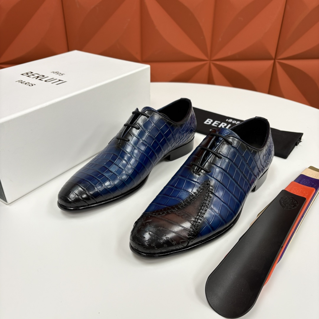 💋💍Berlut* 布鲁提 新款男士手工擦色正装皮鞋上新🆕 奢华与匠心的完美融合。甄选优质进口鳄鱼🐊压纹