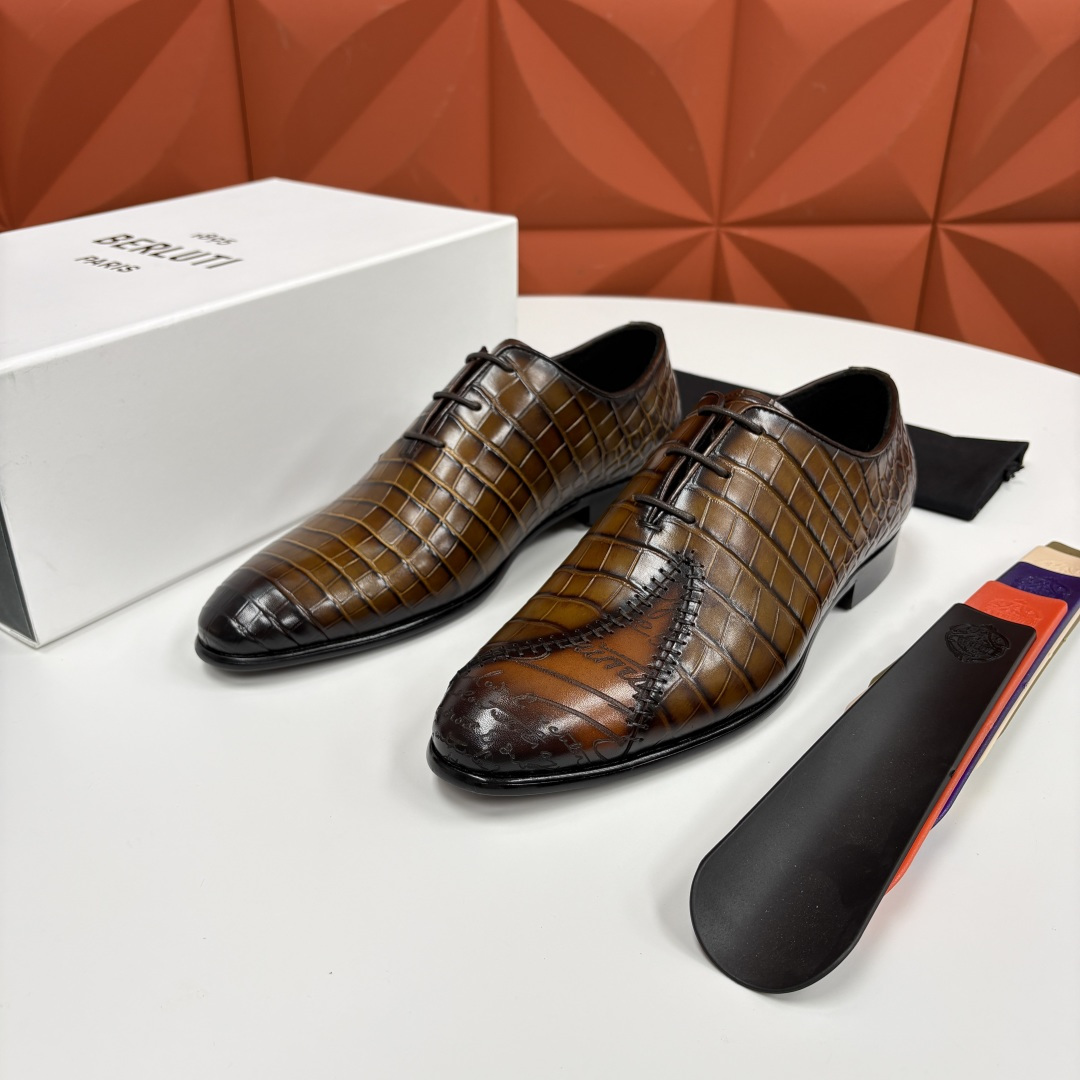 💋💍Berlut* 布鲁提 新款男士手工擦色正装皮鞋上新🆕 奢华与匠心的完美融合。甄选优质进口鳄鱼🐊压纹