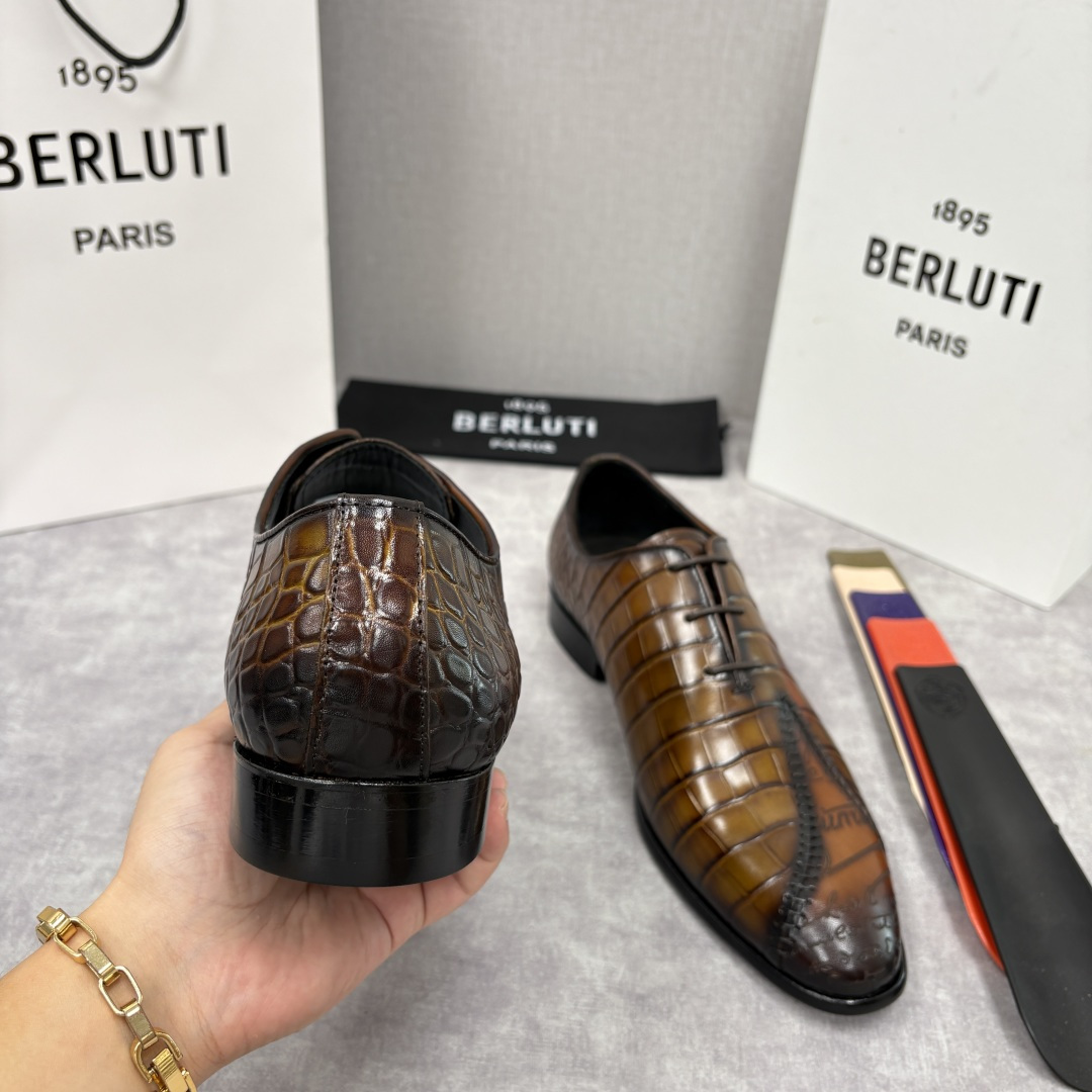 💋💍Berlut* 布鲁提 新款男士手工擦色正装皮鞋上新🆕 奢华与匠心的完美融合。甄选优质进口鳄鱼🐊压纹