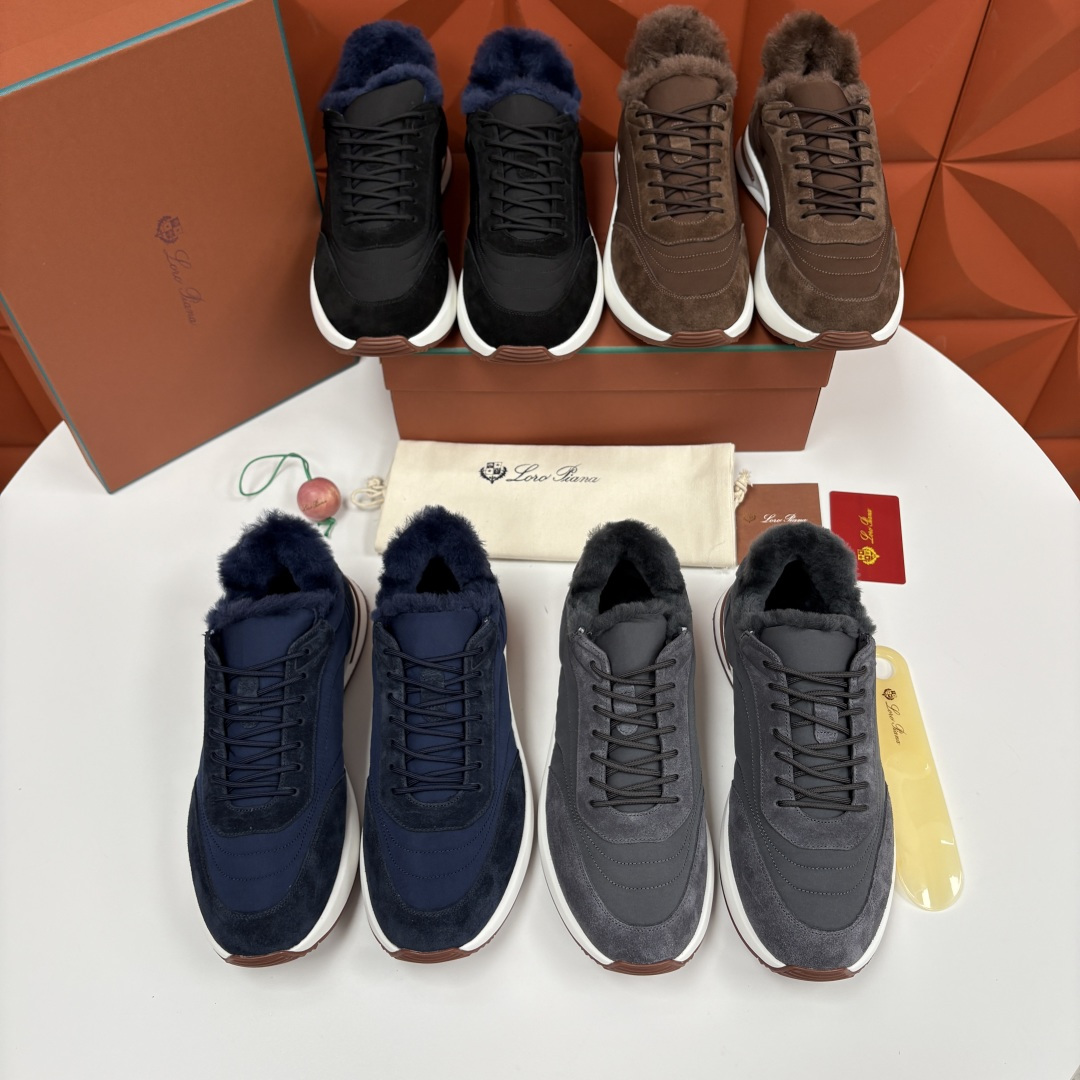 💋💍LP 家新品 Loro Pian* 诺悠*翩雅 Week End Walk 男士羊毛牛皮拼接休闲运动