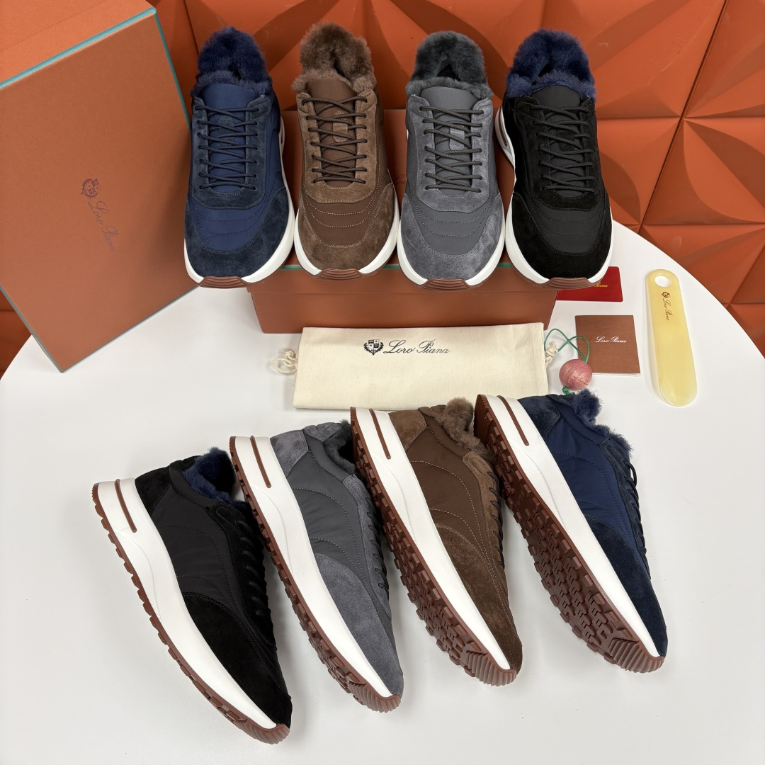 💋💍LP 家新品 Loro Pian* 诺悠*翩雅 Week End Walk 男士羊毛牛皮拼接休闲运动