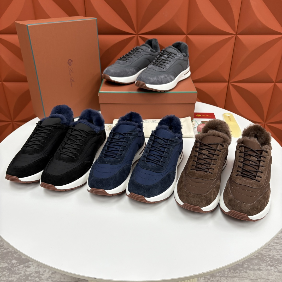 💋💍LP 家新品 Loro Pian* 诺悠*翩雅 Week End Walk 男士羊毛牛皮拼接休闲运动