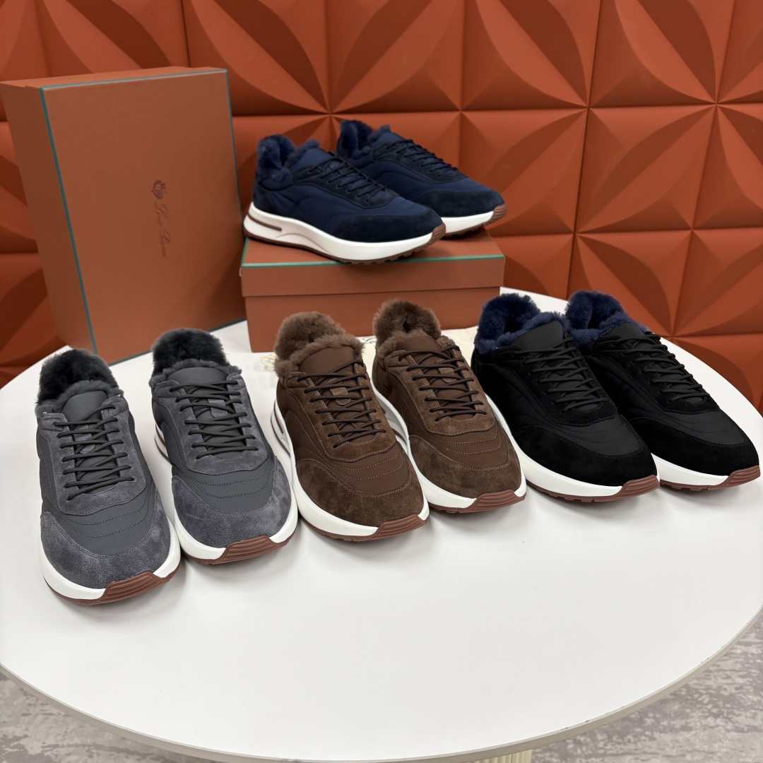 💋💍LP 家新品 Loro Pian* 诺悠*翩雅 Week End Walk 男士羊毛牛皮拼接休闲运动