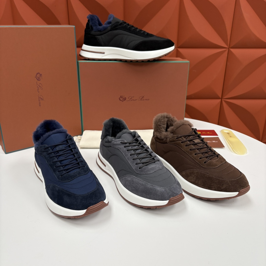 💋💍LP 家新品 Loro Pian* 诺悠*翩雅 Week End Walk 男士羊毛牛皮拼接休闲运动