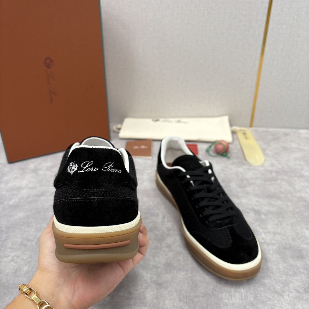 💋💍LP 家新品 LoroPian*/诺悠-翩雅 官方新款男士休闲德训鞋 牛皮拼接板鞋 奢华质感与随性格