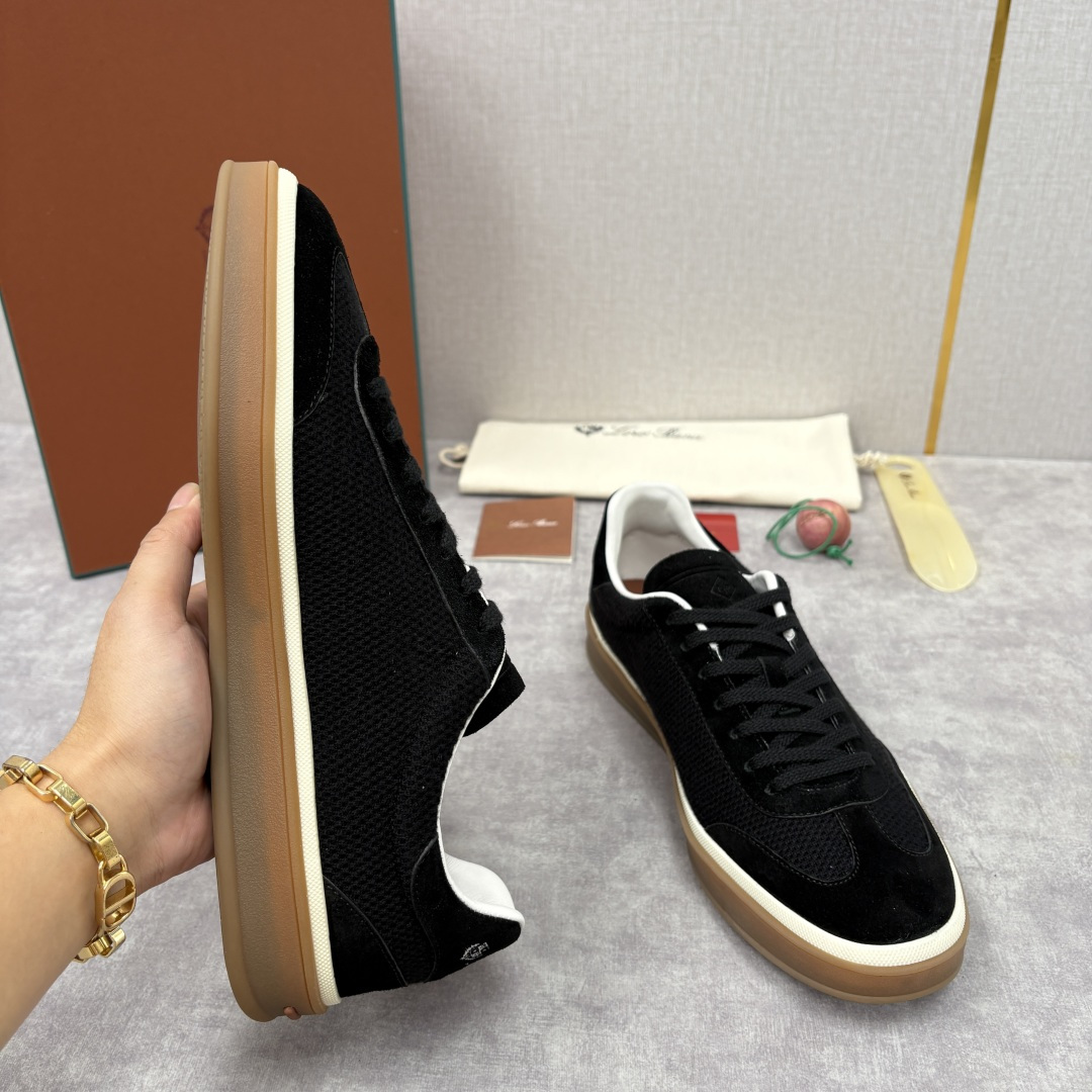 💋💍LP 家新品 LoroPian*/诺悠-翩雅 官方新款男士休闲德训鞋 牛皮拼接板鞋 奢华质感与随性格