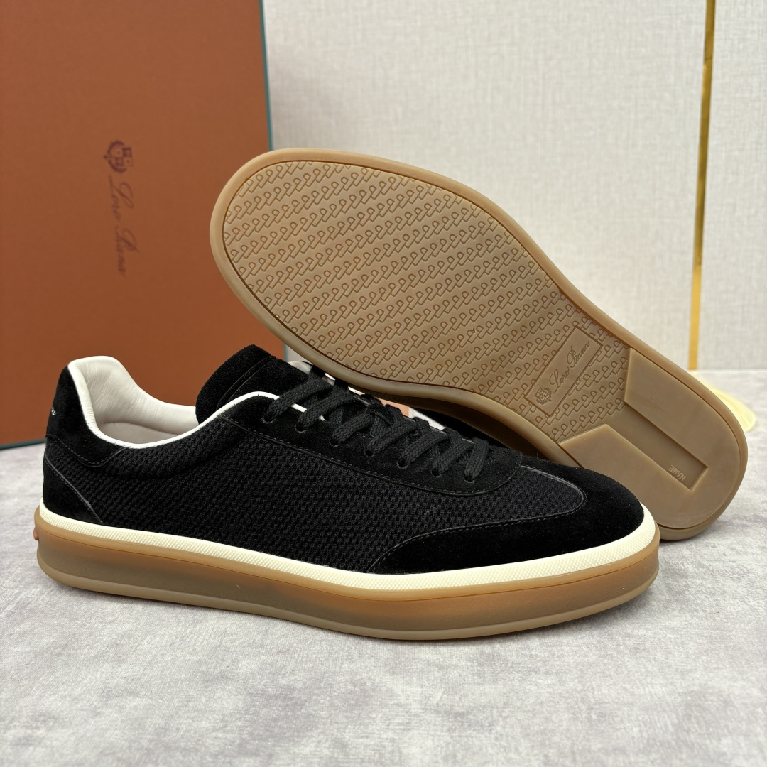 💋💍LP 家新品 LoroPian*/诺悠-翩雅 官方新款男士休闲德训鞋 牛皮拼接板鞋 奢华质感与随性格