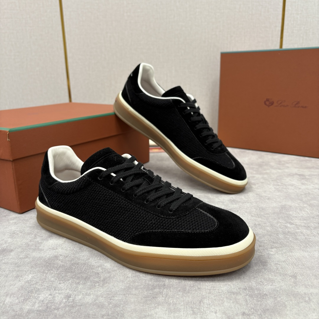 💋💍LP 家新品 LoroPian*/诺悠-翩雅 官方新款男士休闲德训鞋 牛皮拼接板鞋 奢华质感与随性格