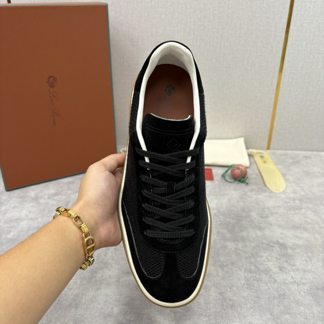 💋💍LP 家新品 LoroPian*/诺悠-翩雅 官方新款男士休闲德训鞋 牛皮拼接板鞋 奢华质感与随性格