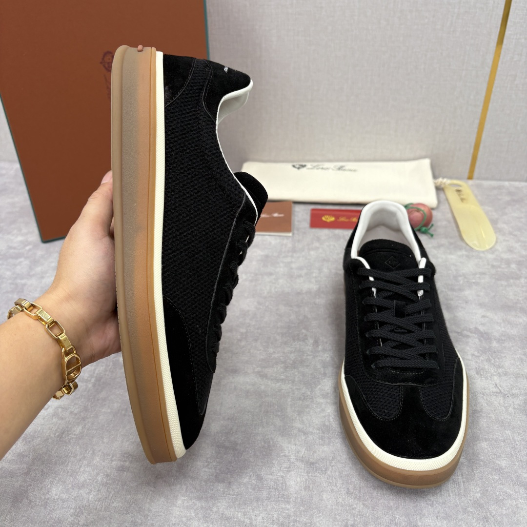 💋💍LP 家新品 LoroPian*/诺悠-翩雅 官方新款男士休闲德训鞋 牛皮拼接板鞋 奢华质感与随性格