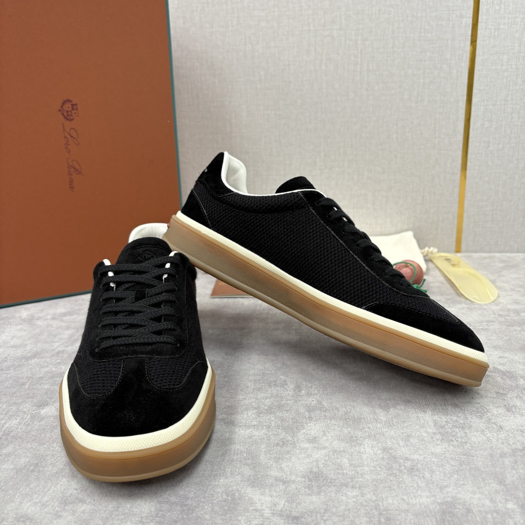 💋💍LP 家新品 LoroPian*/诺悠-翩雅 官方新款男士休闲德训鞋 牛皮拼接板鞋 奢华质感与随性格