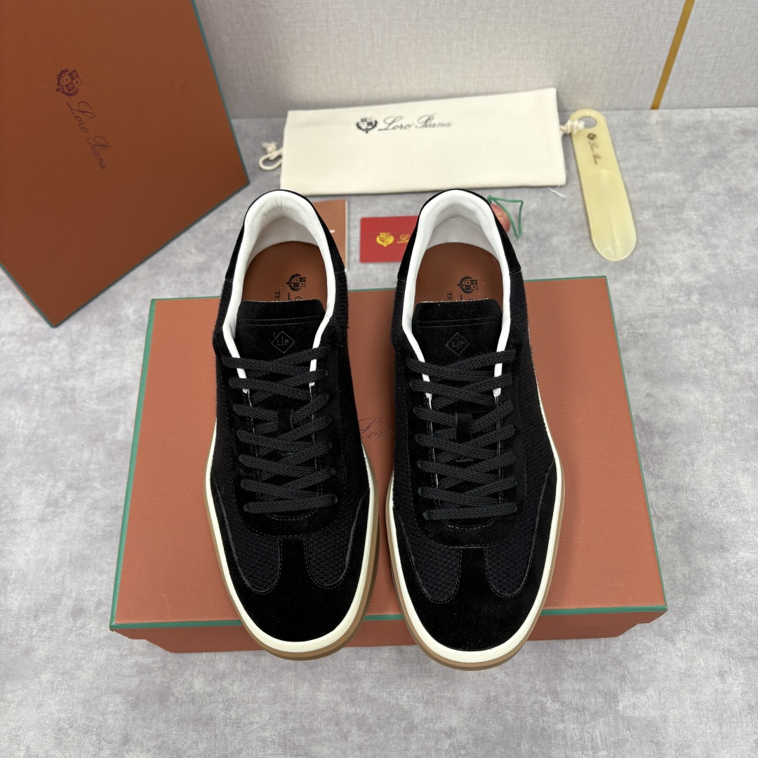 💋💍LP 家新品 LoroPian*/诺悠-翩雅 官方新款男士休闲德训鞋 牛皮拼接板鞋 奢华质感与随性格