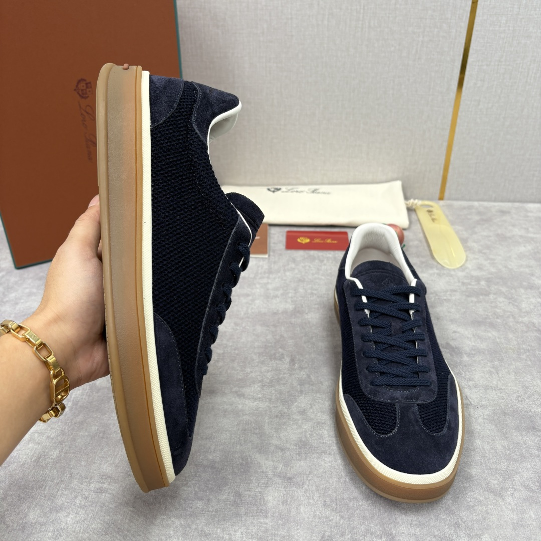 💋💍LP 家新品 LoroPian*/诺悠-翩雅 官方新款男士休闲德训鞋 牛皮拼接板鞋 奢华质感与随性格