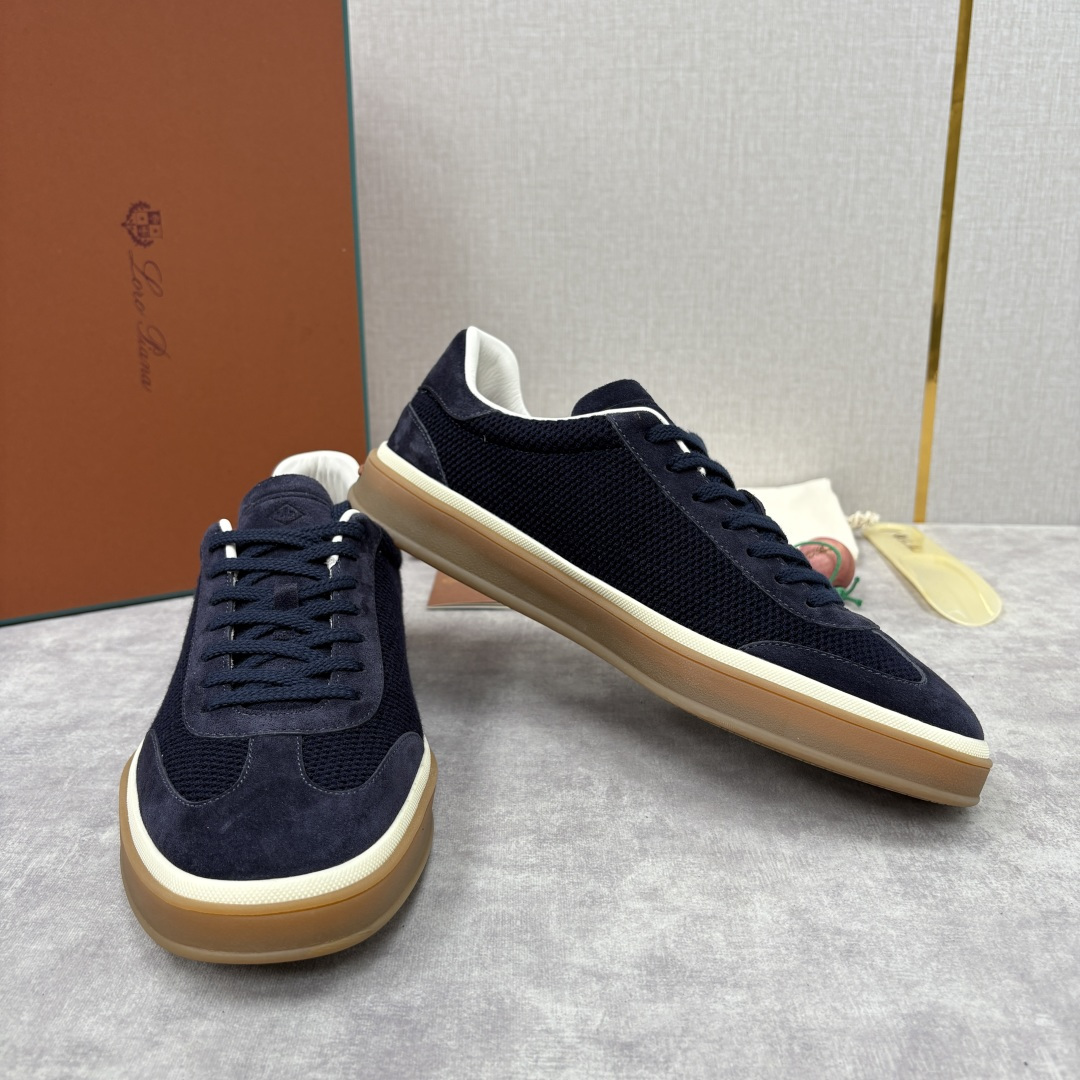 💋💍LP 家新品 LoroPian*/诺悠-翩雅 官方新款男士休闲德训鞋 牛皮拼接板鞋 奢华质感与随性格