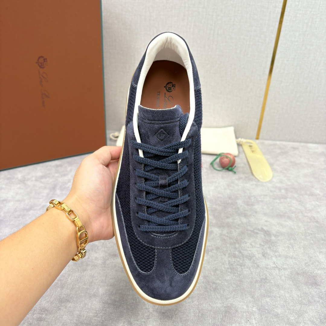 💋💍LP 家新品 LoroPian*/诺悠-翩雅 官方新款男士休闲德训鞋 牛皮拼接板鞋 奢华质感与随性格