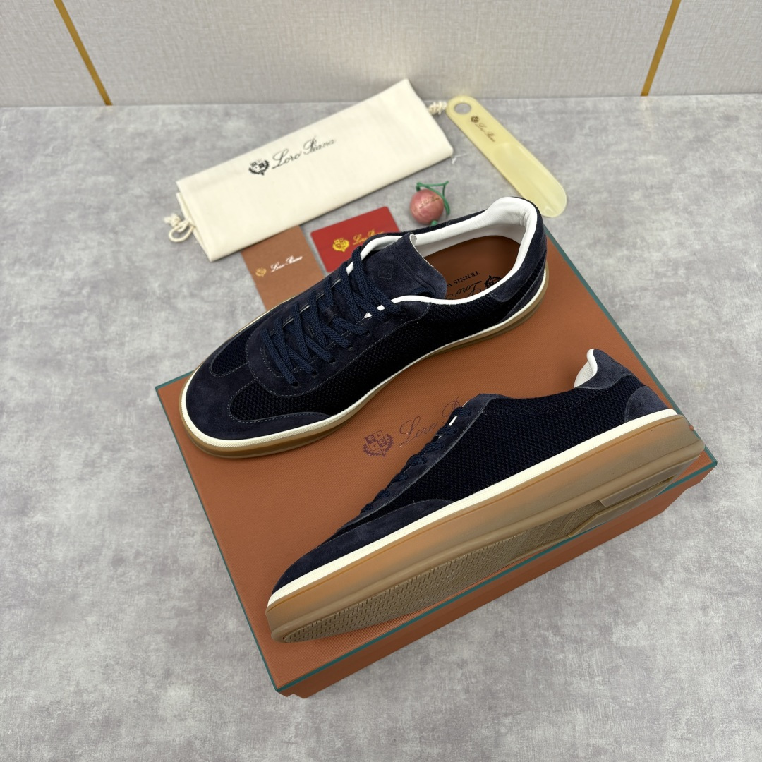 💋💍LP 家新品 LoroPian*/诺悠-翩雅 官方新款男士休闲德训鞋 牛皮拼接板鞋 奢华质感与随性格