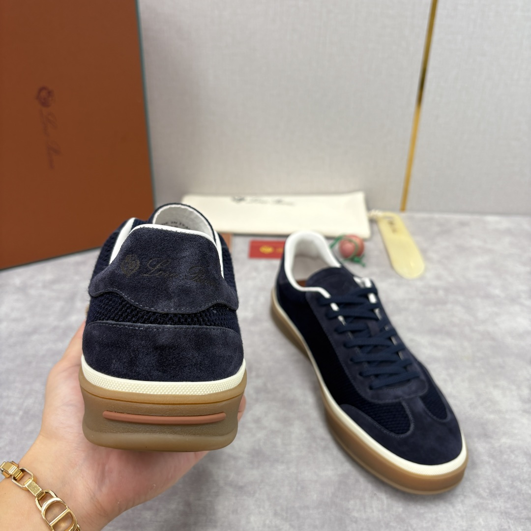 💋💍LP 家新品 LoroPian*/诺悠-翩雅 官方新款男士休闲德训鞋 牛皮拼接板鞋 奢华质感与随性格