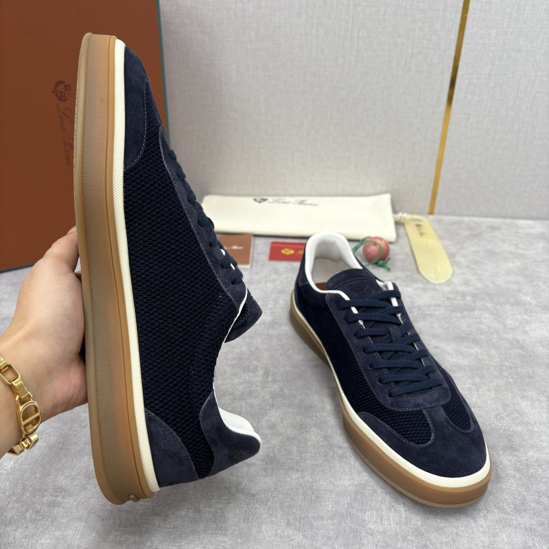 💋💍LP 家新品 LoroPian*/诺悠-翩雅 官方新款男士休闲德训鞋 牛皮拼接板鞋 奢华质感与随性格