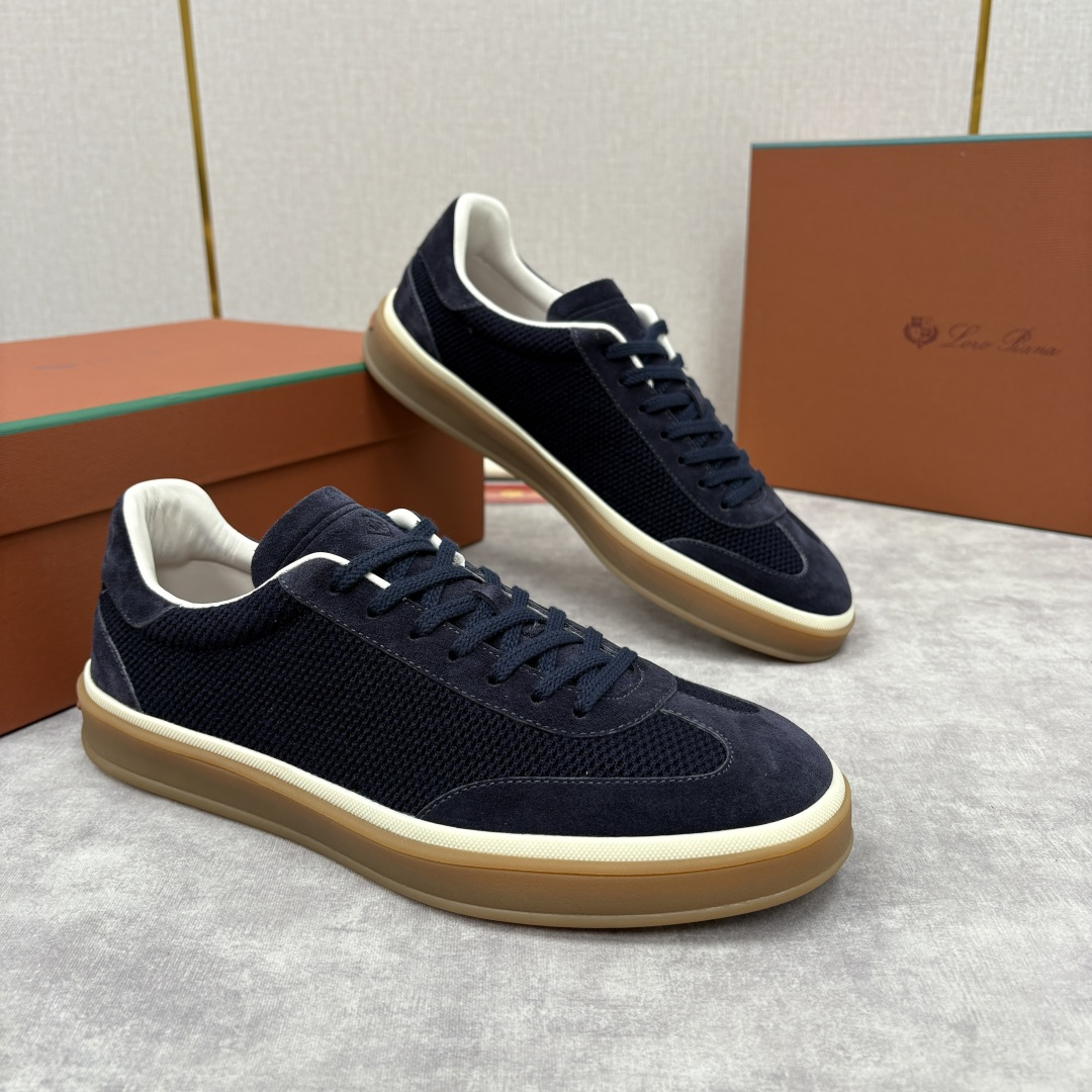 💋💍LP 家新品 LoroPian*/诺悠-翩雅 官方新款男士休闲德训鞋 牛皮拼接板鞋 奢华质感与随性格