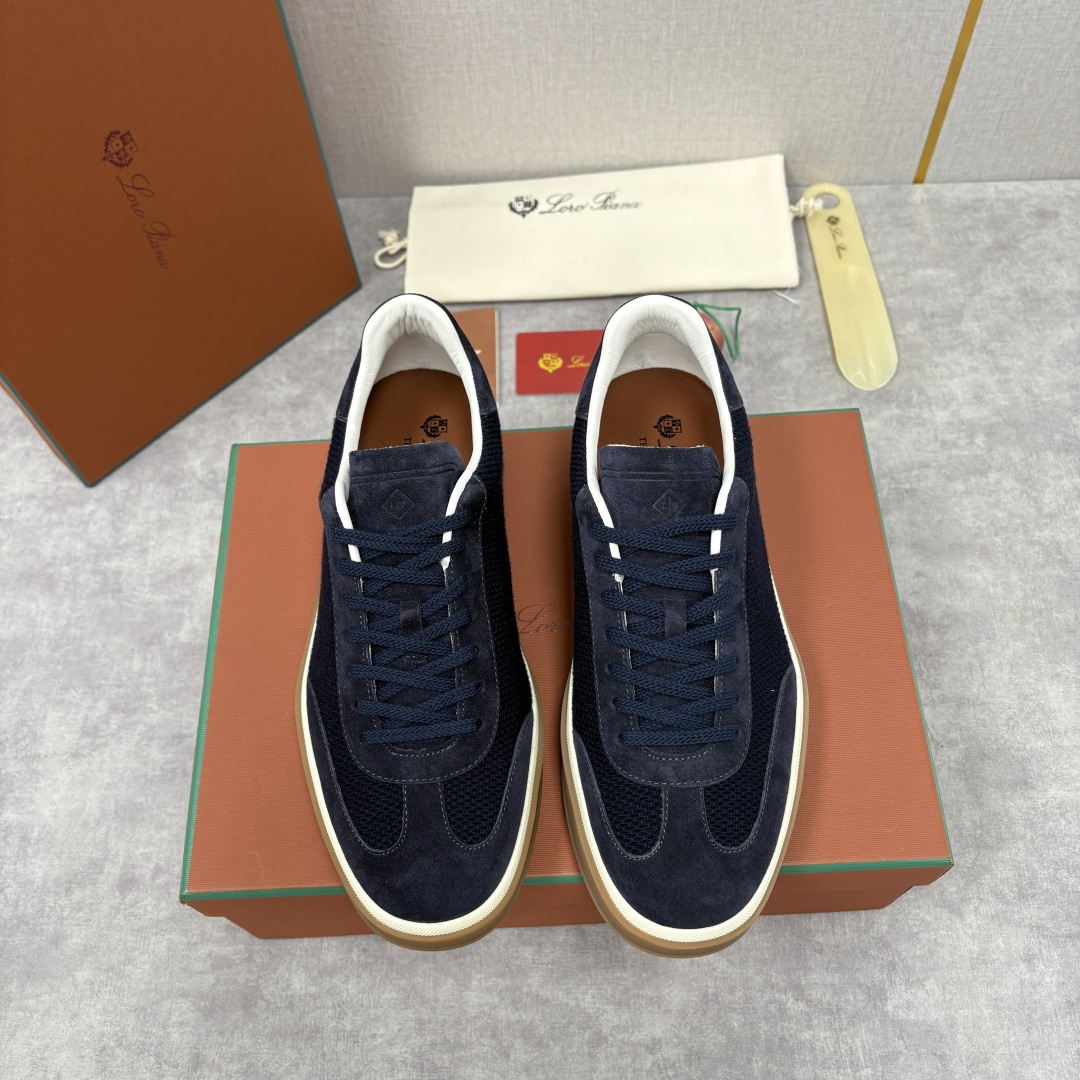 💋💍LP 家新品 LoroPian*/诺悠-翩雅 官方新款男士休闲德训鞋 牛皮拼接板鞋 奢华质感与随性格