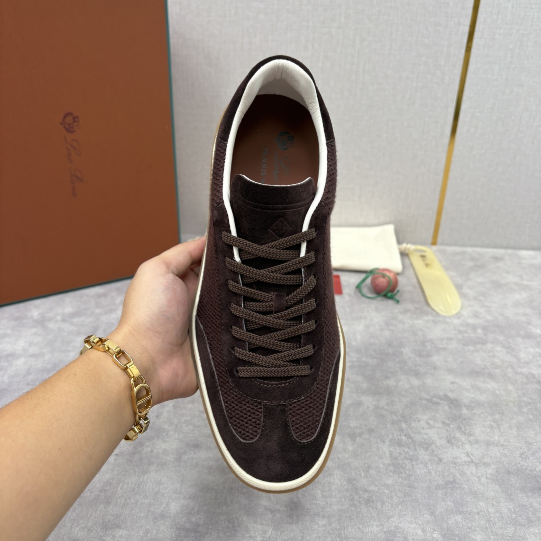 💋💍LP 家新品 LoroPian*/诺悠-翩雅 官方新款男士休闲德训鞋 牛皮拼接板鞋 奢华质感与随性格