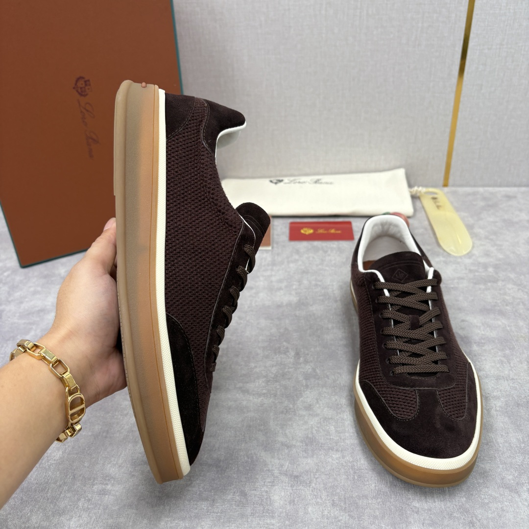 💋💍LP 家新品 LoroPian*/诺悠-翩雅 官方新款男士休闲德训鞋 牛皮拼接板鞋 奢华质感与随性格