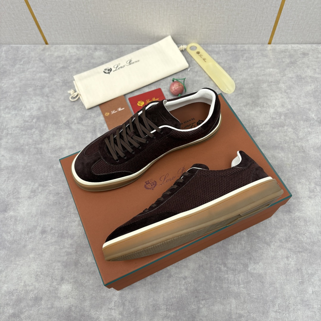 💋💍LP 家新品 LoroPian*/诺悠-翩雅 官方新款男士休闲德训鞋 牛皮拼接板鞋 奢华质感与随性格