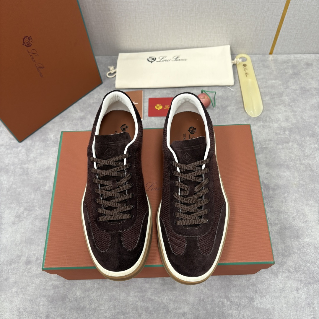 💋💍LP 家新品 LoroPian*/诺悠-翩雅 官方新款男士休闲德训鞋 牛皮拼接板鞋 奢华质感与随性格