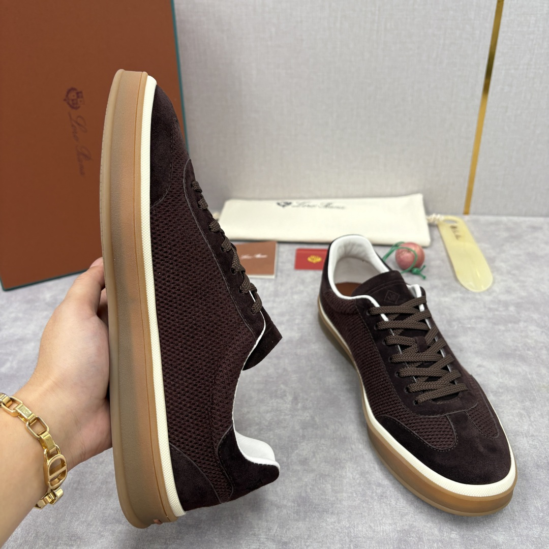 💋💍LP 家新品 LoroPian*/诺悠-翩雅 官方新款男士休闲德训鞋 牛皮拼接板鞋 奢华质感与随性格