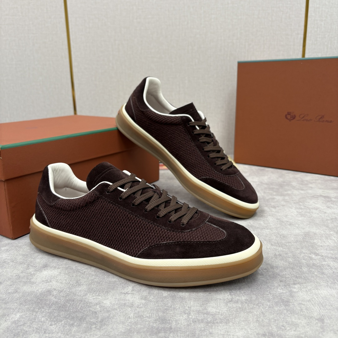 💋💍LP 家新品 LoroPian*/诺悠-翩雅 官方新款男士休闲德训鞋 牛皮拼接板鞋 奢华质感与随性格