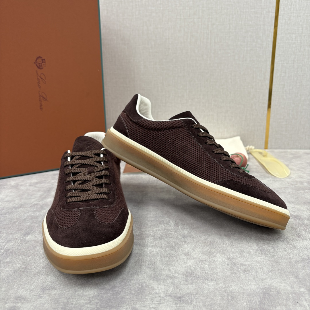 💋💍LP 家新品 LoroPian*/诺悠-翩雅 官方新款男士休闲德训鞋 牛皮拼接板鞋 奢华质感与随性格