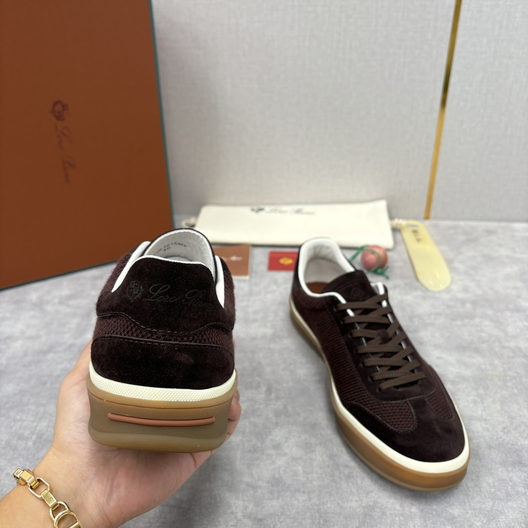 💋💍LP 家新品 LoroPian*/诺悠-翩雅 官方新款男士休闲德训鞋 牛皮拼接板鞋 奢华质感与随性格