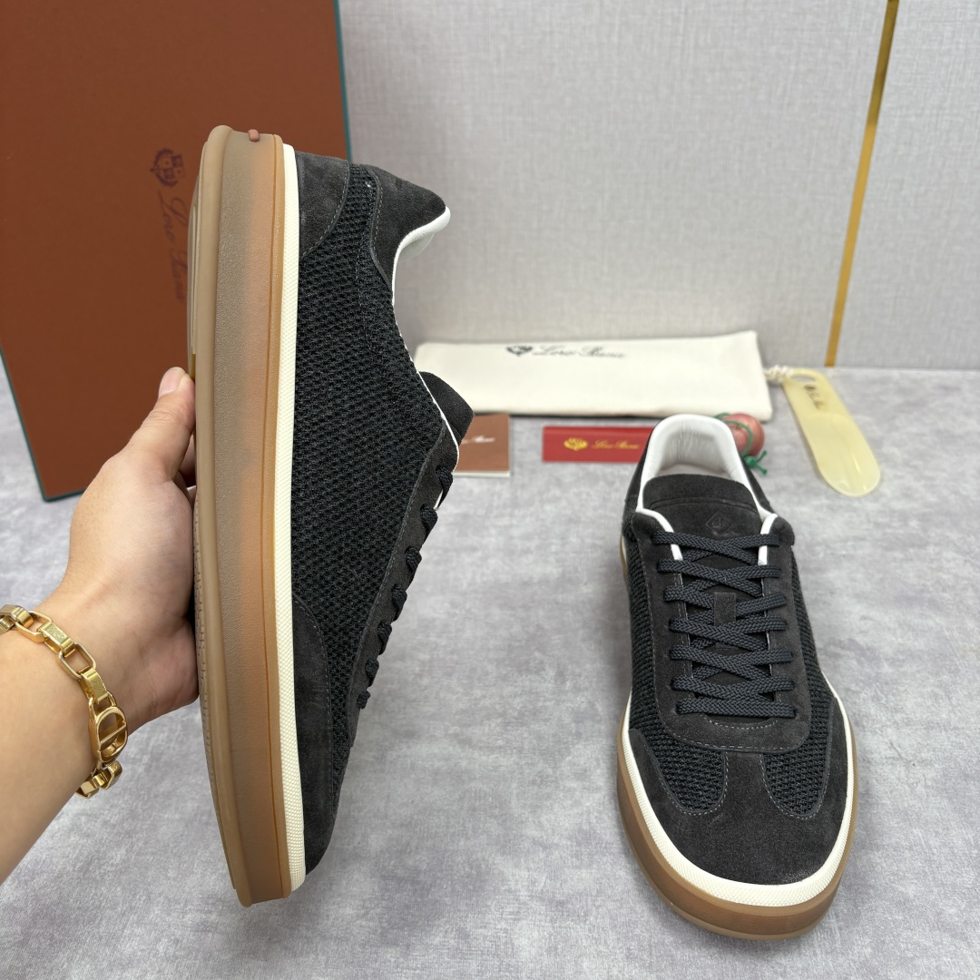 💋💍LP 家新品 LoroPian*/诺悠-翩雅 官方新款男士休闲德训鞋 牛皮拼接板鞋 奢华质感与随性格