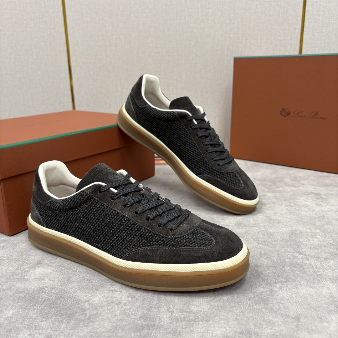 💋💍LP 家新品 LoroPian*/诺悠-翩雅 官方新款男士休闲德训鞋 牛皮拼接板鞋 奢华质感与随性格
