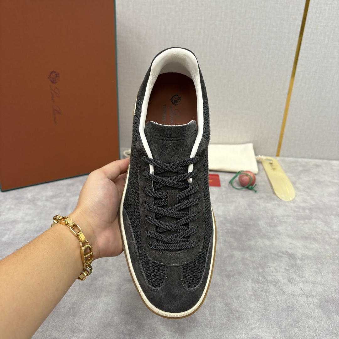 💋💍LP 家新品 LoroPian*/诺悠-翩雅 官方新款男士休闲德训鞋 牛皮拼接板鞋 奢华质感与随性格